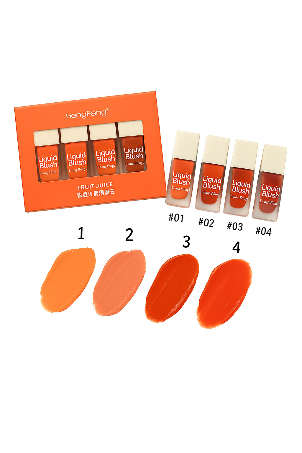Heng Feng Liquid Blush Set Long Lasting Cream Blusher Natural Glow Makeup