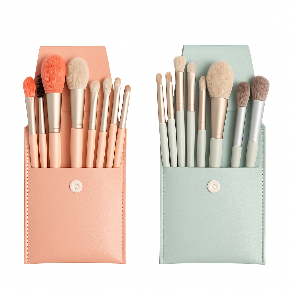 Professional Makeup Brush Set 10 Pcs with Travel Pouch – Soft Bristles, Premium Cosmetic Brushes for Foundation, Blush, Eyeshadow & Blending | Portable Beauty Tools Kit for Face & Eye Makeup